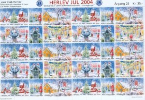 Denmark. Christmas Sheet Mnh 2004. Lions Club. Local Herlev. Santa,Church,Art.