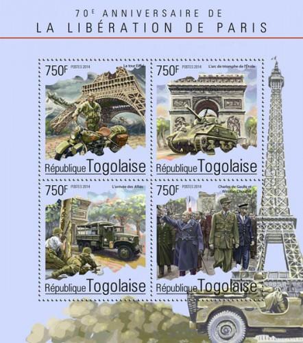 TOGO 2014 SHEET LIBERATION OF PARIS SECOND WORLD WAR WWII tg14602a
