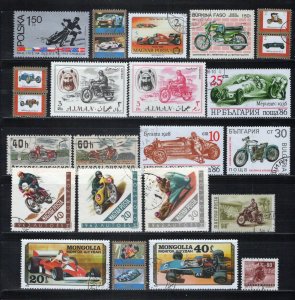 Motor Vehicles Stamp Collection Mint/Used Motorcycles Race Cars ZAYIX 0424S0304