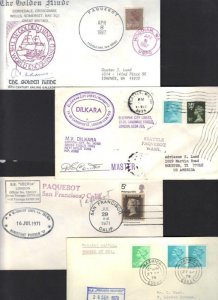 UNITED KINGDOM 1960-80's 7 PAQUEBOT POSTED AT SEA CVRS