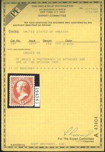 U.S. #189 MINT WITH PF CERT OG NH