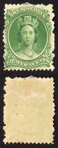 Nova Scotia SG15 8 1/2c Yellow-green on Yellowish Paper M/M (tone spot) Cat 5.5