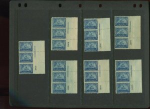 Lot of 28 RB23p Proprietary Plate & Imprint Strips of 3 Stamps Durland CV $840+