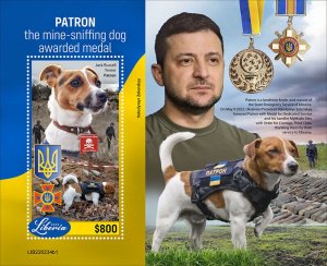 LIBERIA  2022 PATRON THE MINE SNIFFING DOG SET OF TWO SOUVENIR SHEETS  MINT NH