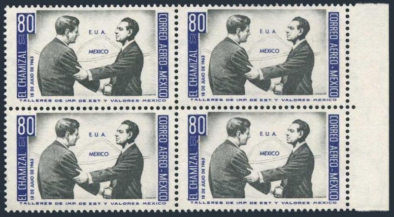 Mexico C282 block/4,MNH.Mi 1168. Returning of the Chamizal area of el Paso,1963.