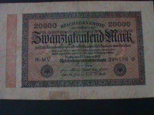 ​GERMANY-1923-PUBLIC TREASURY NOTE-20000 MARK-CIRCULATED-VF-101 YEARS OLD