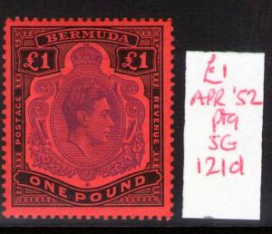 Bermuda George VI SG121d April  1952  ptg lightly hinged