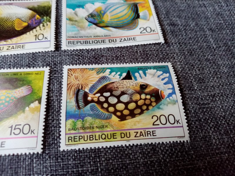 Republic of Zaire Tropical fish stamps African stamp set