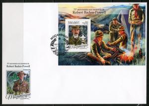 MOZAMBIQUE 2016 75th MEMORIAL ANN OF ROBERT BADEN-POWELL SCOUTS  S/SHEET FDC