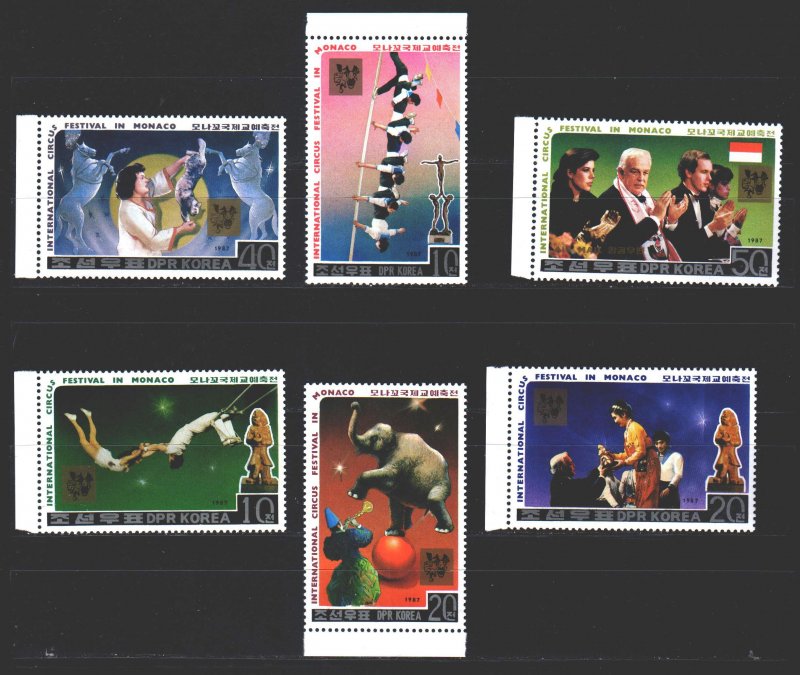 North Korea. 1987. 2852-57. Circus, horses, cats, elephant. MNH.