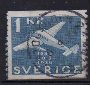 Sweden Sc 262 1936 1 kr Airplane stamp used