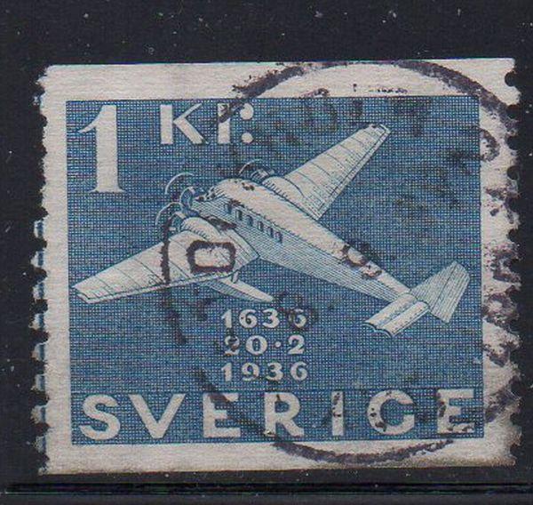 Sweden Sc 262 1936 1 kr Airplane stamp used