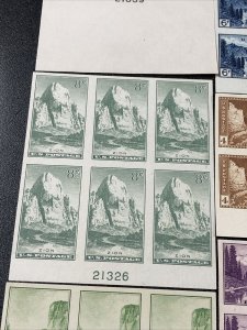 US 756-65 National Parks 1C Thru 10C Farley Imperf Plate Block Of 6 No Gum 