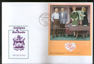 Antigua & Barbuda 2001 I Love Lucy Cinema Film Sc 2460 M/s on FDC # 9605