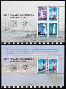 AUSTRALIA 2002 Lighthouses set Prestige booklet overprint SA Congress Para Hills