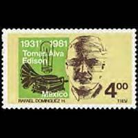 MEXICO 1981 - Scott# 1255 Inventor Edison Set of 1 NH