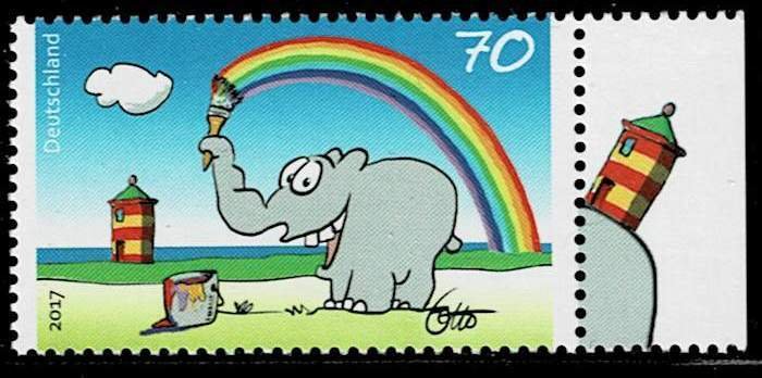 Germany 2017,Sc.#2956 MNH, Colorful greeting , elephant painting a rainbow