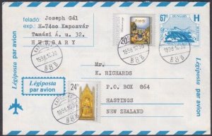 HUNGARY 1998 uprated airmail envelope used to New Zealand...................x530