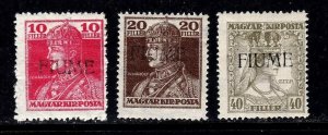 Fiume stamps  #21 - 23a, MH,   CV $44.75