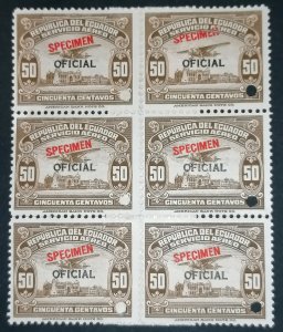 Ecuador specimen stamps block of 6