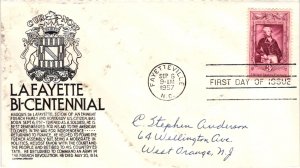 #1097 Lafayette Centennial – Anderson Cachet Addressed to Anderson Scand