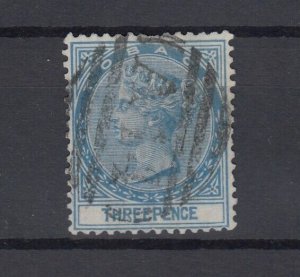 Tobago QV 1879 3d Blue SG2 VFU J7503