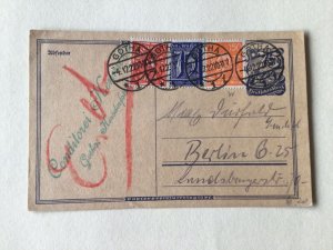 Germany Gotha 1921 to Berlin revalued postcard  Ref A398
