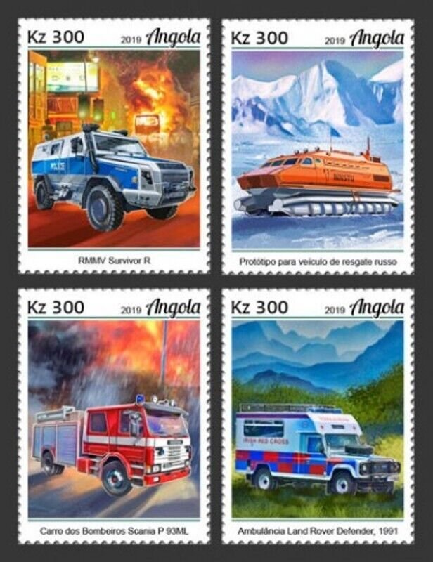 Angola - 2019 Special Transport Vehicles - Set of 4 Stamps - ANG190122a