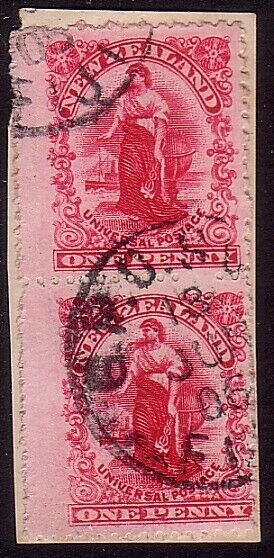 NEW ZEALAND USED IN FIJI 1906 1d Universal booklet pair - SUVA cds.........31492