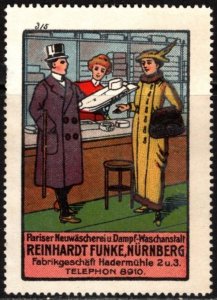 Vintage Germany Poster Stamp Parisian New Laundry And Steam Car Wash