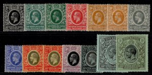 EAST AFRICA and UGANDA GV SG44-53b, 1912-21 SHORT set to 1r, M MINT. Cat £48.