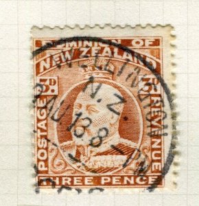 NEW ZEALAND; 1909-12 early Ed VII issue fine used Shade of 3d. value