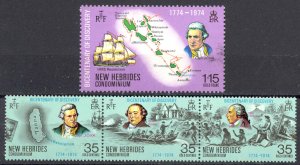 New Hebrides, British Sc# 191a-192 MH 1974 Captain Cook