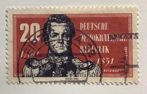 Germany DDR 1960 Scott 518 used - 20pf,  Graf Neidhardt by Earl Gneisenaus