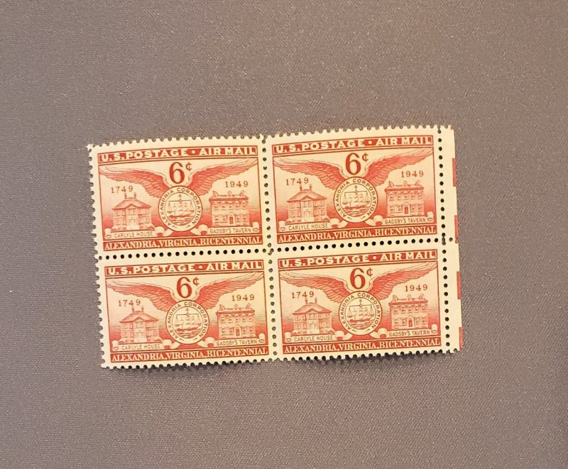 C40, Alexandria Virginia, Block of 4, Mint OGNH, CV $1.50