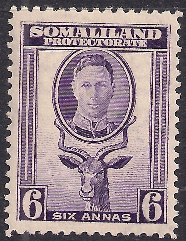 Somaliland 1942 KGV1 6 Annas Violet MM SG 110 ( K550 )