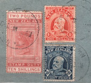 NEW ZEALAND QV POSTAL FISCAL £2/10s High Value RARE Postal Use Piece SS2213