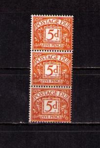 GREAT BRITAIN Sc# J71 MNH FVF 3Strip UNWMK Postage Due 5d