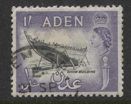 ADEN - Scott 55A- QEII Definitive- 1953-  Used - Single 1/-c Stamp