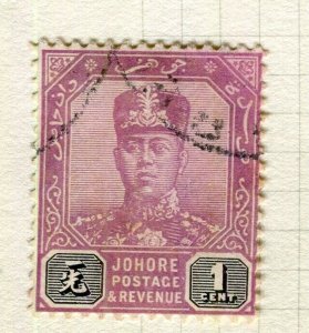 MALAYA JOHORE; 1922 early Sultan issue fine used 1c. value