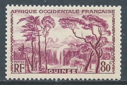 French Guinea #145 NH 80c Forest Waterfall
