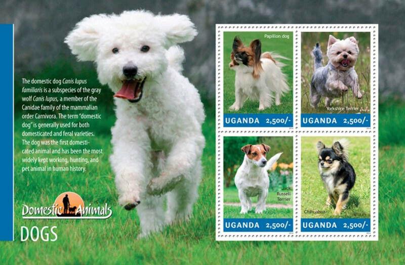 Uganda 2014 History of Domestic Animals - Dogs 4 Stamp Sheet 21D-135