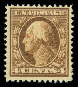 United States #377 Mint lh very fine   Cat$28 1911, 4¢ brown