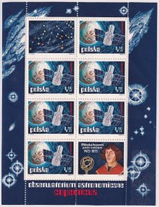 Poland 1973 Sc 1979a-1980a US Copernicus USSR Salyut Satellites Stamp MS MNH