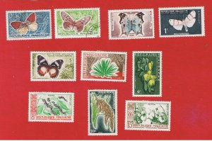 Malagasy #306-315  MVFH OG & VF used Butterflies & Plants Free S/H