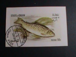 ​STATE OF OMAN STAMP- 1972 BEAUTIFUL  RIVER FISHES IMPERF: CTO -S/S SHEET VF
