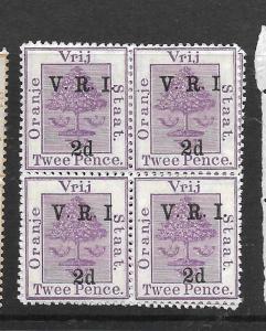 ORANGE FREE STATE  (P3005B)  TREE  VRI  2D  SG 114  IN BL OF 4  , 3  MNH