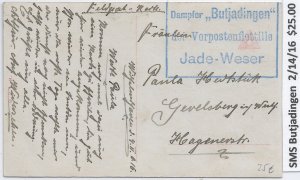 WW1: German Marine Schiffspost: SMS Butjadingen 2/14/1916 (M6464)