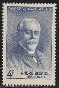 France # 454, Andre Blondel, Hinged