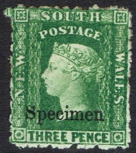 NEW SOUTH WALES 1882 QV DIADEM 3D SPECIMEN WMK CROWN/NSW SG W40 SIDEWAYS